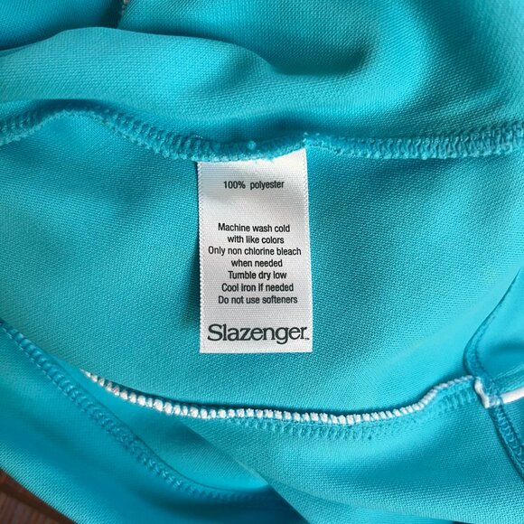 Slazenger Women’s Turquoise Blue Golf Polo with White Piping Short Sleeve Size S - Picture 10 of 10